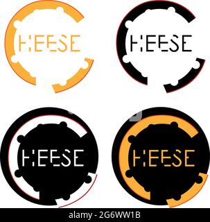minimalistic set of cheese logos in different versions 1 Stock Vector