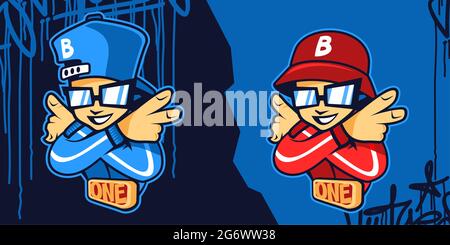 Colorful Urban Streetart Graffiti Style Bboy Dancer Character Vector Illustration Art Stock Vector