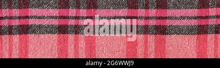 Pink black classic plaid fabric, background pattern geometric abstract design, gingham texture Stock Photo