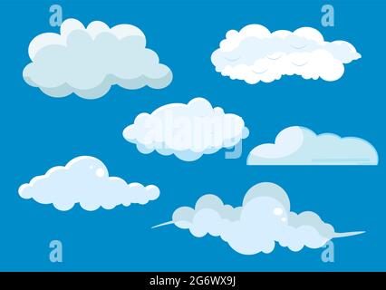 Set of Cloud Icon Illustration on a Blue Background For Wallpaper or Additional to Your Design Stock Vector