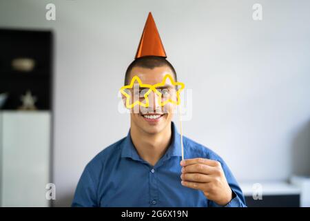 Virtual Online Birthday Party Video Conference Chat Stock Photo