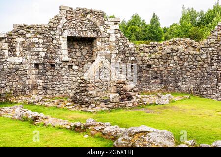 Interior of Loch Doon Castle. The castle is maintained by Historic Scotland. Built in the 13th century on an island in Loch Doon by Bruce, Earl of Car Stock Photo