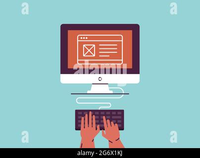 Web development, Content Marketing, Digital Content, ui ux design and programming, Site development illustration. Vector illustration Stock Vector
