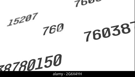 Sets of random numbers with a black font color projected on a white screen background Stock Photo