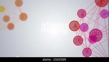 Image of two globes of network connections with wireless icons Stock Photo