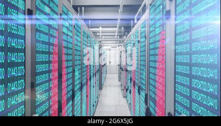 Fingerprint scanner and data processing over server room Stock Photo