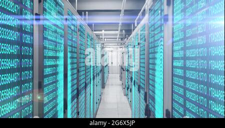 Fingerprint scanner and data processing over server room Stock Photo