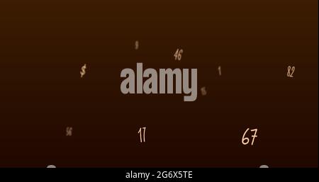 Random numbers, figures, and symbols floating upwards in a vast empty space Stock Photo