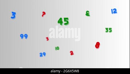 Illustration of multiple numbers against white background, copy space ...