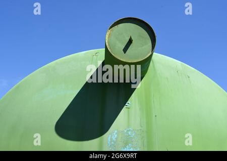 Abstract Detail of Water Tank, Water  Reserve Tank or Water Reservoir Containing Water or Fire Retardant to Fight Forest Fires in southern France Stock Photo