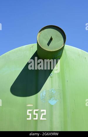 Abstract Detail of Water Tank, Water  Reserve Tank or Water Reservoir Containing Water or Fire Retardant to Fight Forest Fires in southern France Stock Photo