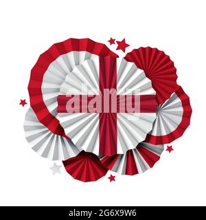 England flag paper fan background. Italian holiday celebration banner. 3D Render Stock Photo