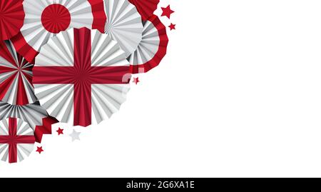 England flag paper fan background. Italian holiday celebration banner. 3D Render Stock Photo