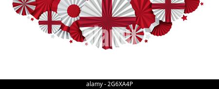 England flag paper fan background. Italian holiday celebration banner. 3D Render Stock Photo