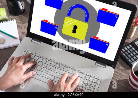 Data protection concept shown on a laptop screen Stock Photo