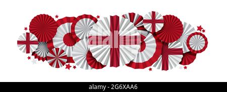 England flag paper fan background. Italian holiday celebration banner. 3D Render Stock Photo