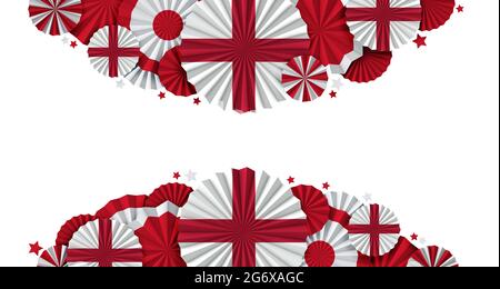 England flag paper fan background. Italian holiday celebration banner. 3D Render Stock Photo