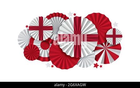 England flag paper fan background. Italian holiday celebration banner. 3D Render Stock Photo