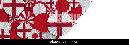 England flag paper fan background. Italian holiday celebration banner. 3D Render Stock Photo