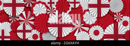 England flag paper fan background. Italian holiday celebration banner. 3D Render Stock Photo