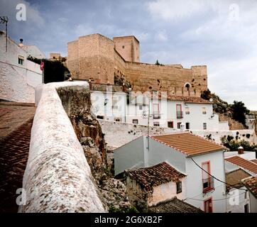 Cañete la Real, Malaga Province, Andalusia, Spain.   Cañete la Real castle, also known as  Castillo de Hins-Canit.  Its origins date back to the 9th c Stock Photo