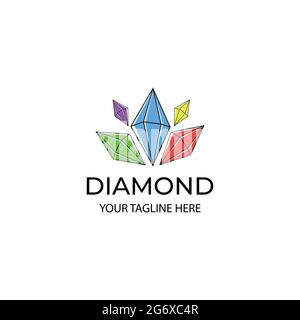 five diamonds logo vector illustration minimalist Stock Vector