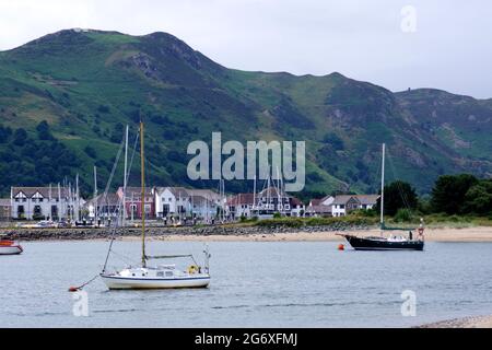 Boats on the estuary by Deganwy North Wales Stock Photo