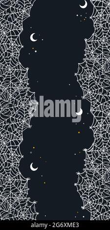 Hand drawn spider web seamless pattern, creepy Halloween background, great for banners, wallpapers, wrapping - vector design Stock Vector