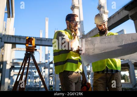 Picture of construction engineer working on building site Stock Photo