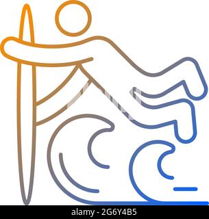 Superman surfing technique gradient linear vector icon Stock Vector