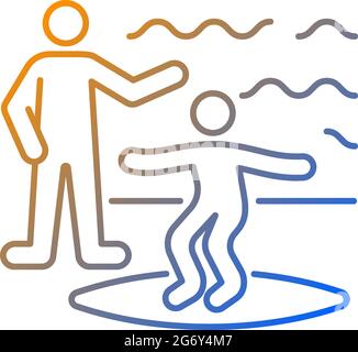Surfing lessons gradient linear vector icon Stock Vector