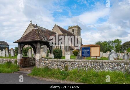 St Mary Magdalene Church, a historic Saxon church in Lyminster, West Sussex, England, UK. Saint Mary Magdalene Church. Stock Photo