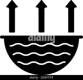 Water evaporation issue black glyph icon Stock Vector