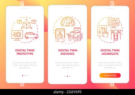 Digital twin types onboarding mobile app page screen Stock Vector