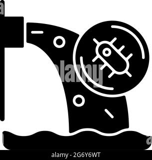 Water pollution black glyph icon Stock Vector