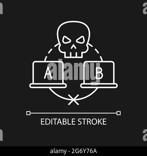 Sniffing attack white linear icon for dark theme Stock Vector