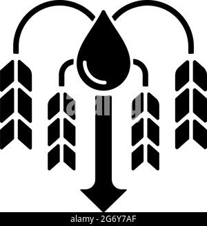 Crop shortage due to water resources lack black glyph icon Stock Vector