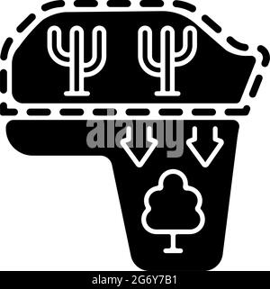 Desert expansion black glyph icon Stock Vector