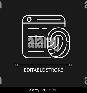 Browser fingerprinting white linear icon for dark theme Stock Vector