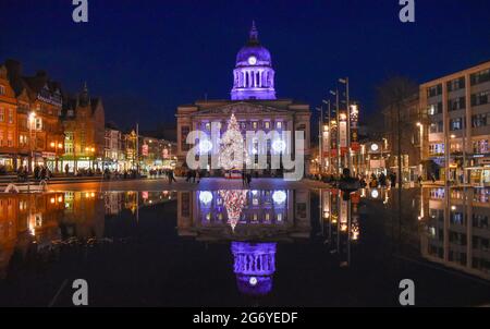 Christmas time in the New Market Square, Nottingham. Stock Photo