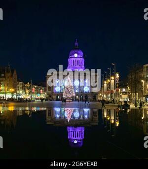 Christmas time in the New Market Square, Nottingham. Stock Photo