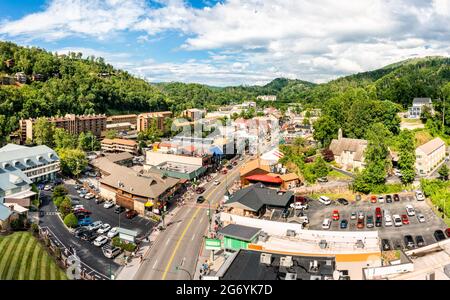 Aerial view of Gatlinburg, Tennessee Stock Photo