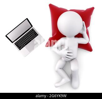 3d illustration man lying on a red question mark Stock Photo - Alamy
