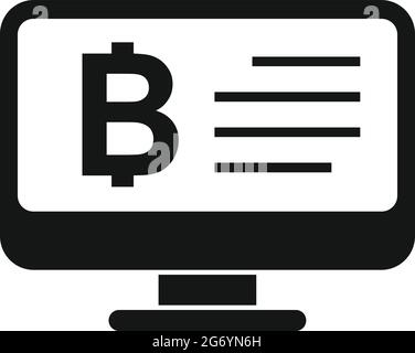 Bitcoin monitor icon simple vector. Crypto coin currency Stock Vector