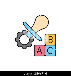 Development babies from cradle olor line icon. Children learning. Pictogram for web page, mobile app, promo. UI UX GUI design element. Editable stroke Stock Vector