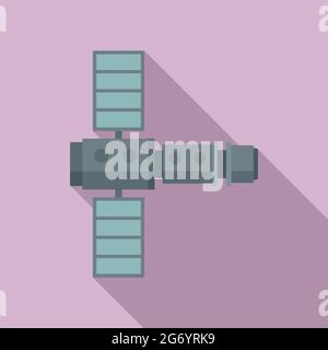 Mission space station icon flat vector. Mars spaceship. International ...
