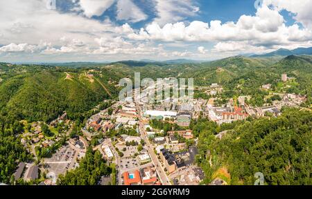 Aerial view of Gatlinburg, Tennessee Stock Photo