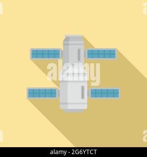 Small space station icon flat vector. International rocket Stock Vector