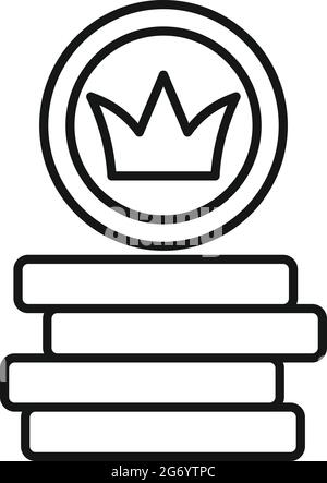 Token stack icon outline vector. Coin money Stock Vector