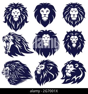 Lion Logo Set Collection Vector Design Illustration Stock Vector